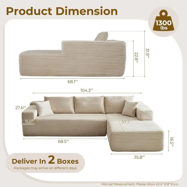 Modular Sectional Sofa Couch, Comfy Upholstered Cloud Couch for Living Room & Modern Minimalist Design
