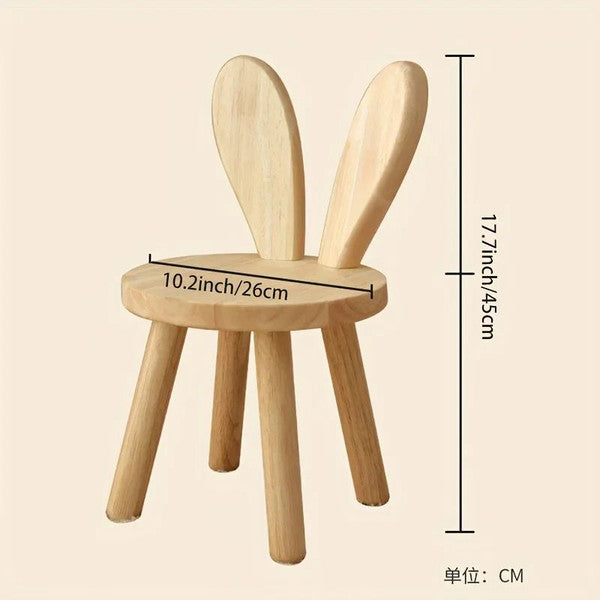 Creative Small Board Stool Cute Rabbit Ears Solid Wood Small Stool Decorative Stool Children Chair for Nursery, Playroom