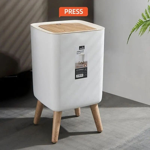 Modern Trash Can with Lid , Press Dustbin for Living Room, Bathroom, Kitchen