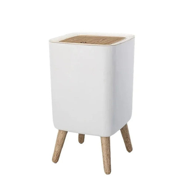 Modern Trash Can with Lid , Press Dustbin for Living Room, Bathroom, Kitchen