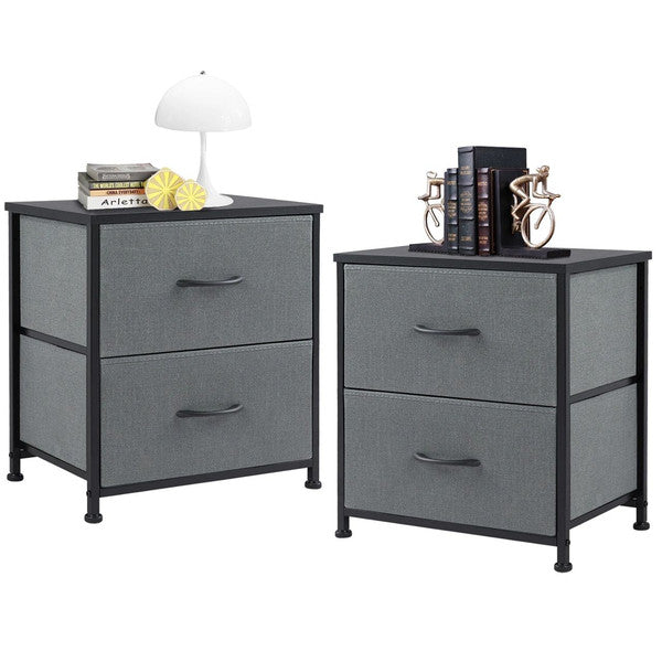 JHK 2-Piece Fabric Drawer Nightstand Set – Lightweight Storage for Bedroom, Dorm, or Office