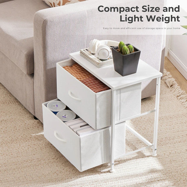 JHK 2-Piece Fabric Drawer Nightstand Set – Lightweight Storage for Bedroom, Dorm, or Office