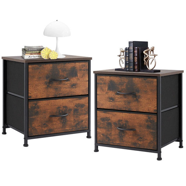 JHK 2-Piece Fabric Drawer Nightstand Set – Lightweight Storage for Bedroom, Dorm, or Office