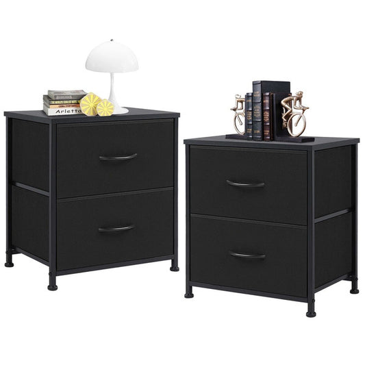 JHK 2-Piece Fabric Drawer Nightstand Set – Lightweight Storage for Bedroom, Dorm, or Office