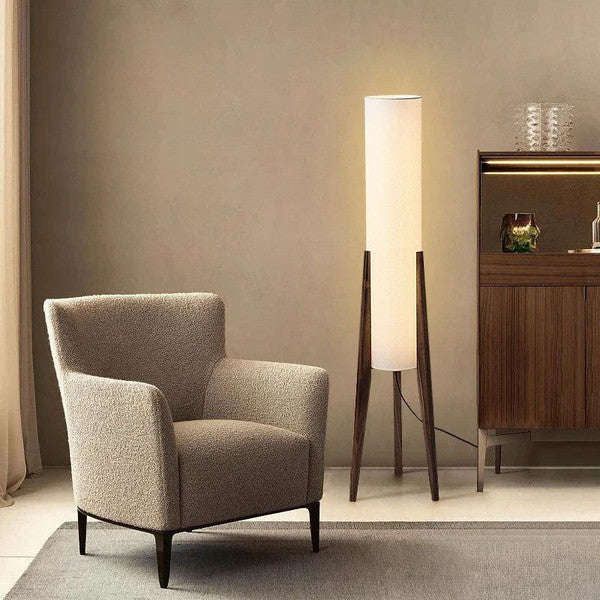 Home Decorative Japanese Floor Lamp for Living Room Sofa, Zen Atmosphere Bedroom Bedside Lamp with Wooden Legs