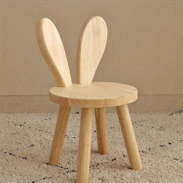 Creative Small Board Stool Cute Rabbit Ears Solid Wood Small Stool Decorative Stool Children Chair for Nursery, Playroom