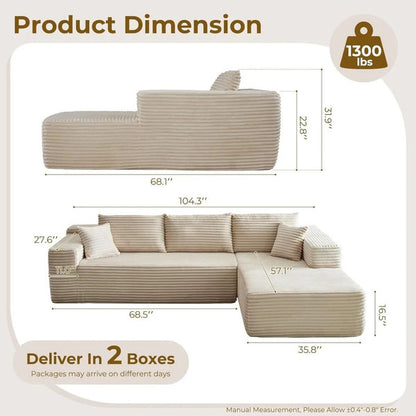 Modular Sectional Sofa Couch, Comfy Upholstered Cloud Couch for Living Room & Modern Minimalist Design