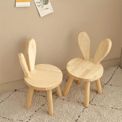 Creative Small Board Stool Cute Rabbit Ears Solid Wood Small Stool Decorative Stool Children Chair for Nursery, Playroom