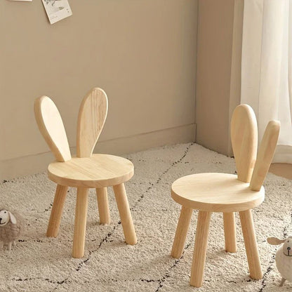 Creative Small Board Stool Cute Rabbit Ears Solid Wood Small Stool Decorative Stool Children Chair for Nursery, Playroom
