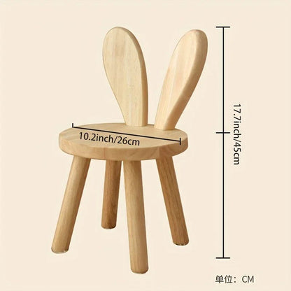 Creative Small Board Stool Cute Rabbit Ears Solid Wood Small Stool Decorative Stool Children Chair for Nursery, Playroom
