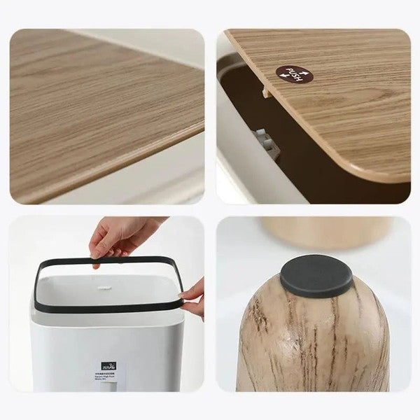 Modern Trash Can with Lid , Press Dustbin for Living Room, Bathroom, Kitchen