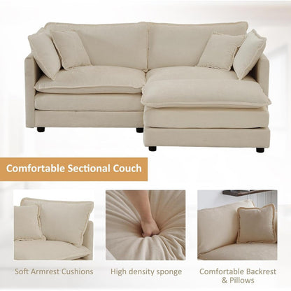 Modern Cloud Couch Deep Seat Comfy Sofa, Modular L-Shaped Couch with Ottoman