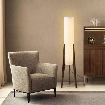 Home Decorative Japanese Floor Lamp for Living Room Sofa, Zen Atmosphere Bedroom Bedside Lamp with Wooden Legs