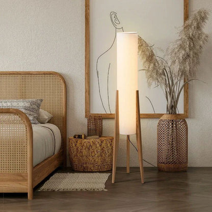Home Decorative Japanese Floor Lamp for Living Room Sofa, Zen Atmosphere Bedroom Bedside Lamp with Wooden Legs