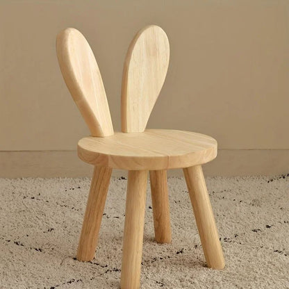 Creative Small Board Stool Cute Rabbit Ears Solid Wood Small Stool Decorative Stool Children Chair for Nursery, Playroom